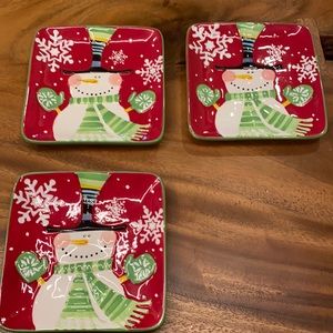 Pier 1 Import Snowman plates 3 pieces